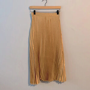 Japna size medium gold tan animal print cheetah midi skirt pleated accordion